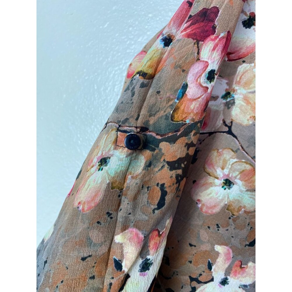 Tolani Floral 100% Silk Long Sleeve Button Up Top Women Size XS Lightweight Boho - Picture 9 of 12